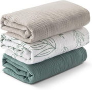 Muslin Swaddle Blankets for Newborn, 3 Pack Breathable Soft Receiving Blanket, Large 38 x 40 inches Swaddle Wrap Burping Clothes, Essentials Infant Shower Items, Toddler Gift (Bright Colors)