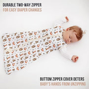 Mama Cheetah Baby Sleep Sack 0.5 TOG, Organic Cotton Baby Wearable Blanket with Two-Way Zipper, Swaddle Transition Baby Sleeping Bag for Newborn Infant Toddler Boy Girl, 0-6 Months