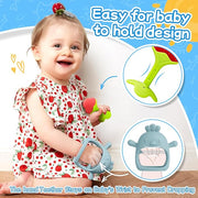 Baby Teething Toys(5 Pack) - Tinabless Infant Teething Keys&Silicone Teething Mitten for Babies Over 3 Months, BPA-Free, Natural Organic Freezer Safe for Infants and Toddlers(Blue)