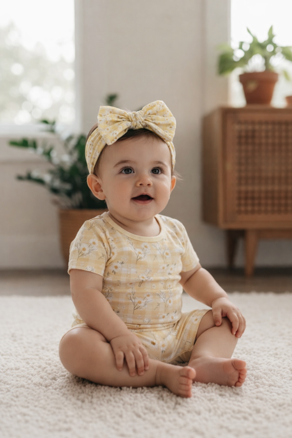 Yellow Daisy Baby Bamboo 2- piece Short Set