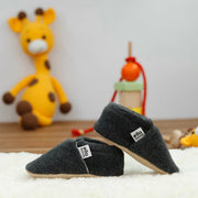 Fleece Baby House Booties, Non-Slip Sole, Organic Cotton Lining, Anthracite