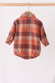 Rust Plaid Button Down Bubble