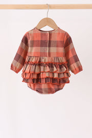 Rust Plaid Ruffle Bubble