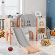 All-in-1 Toddler Slide Playset Playground with Tunnel and Ladder and Basketball