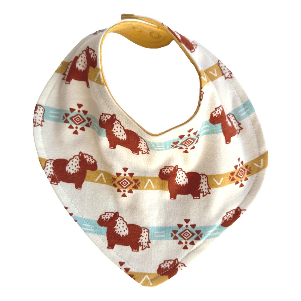 Organic Cotton Baby Bib – GOTS Certified Drool Bib for Newborns – Aztec Pony