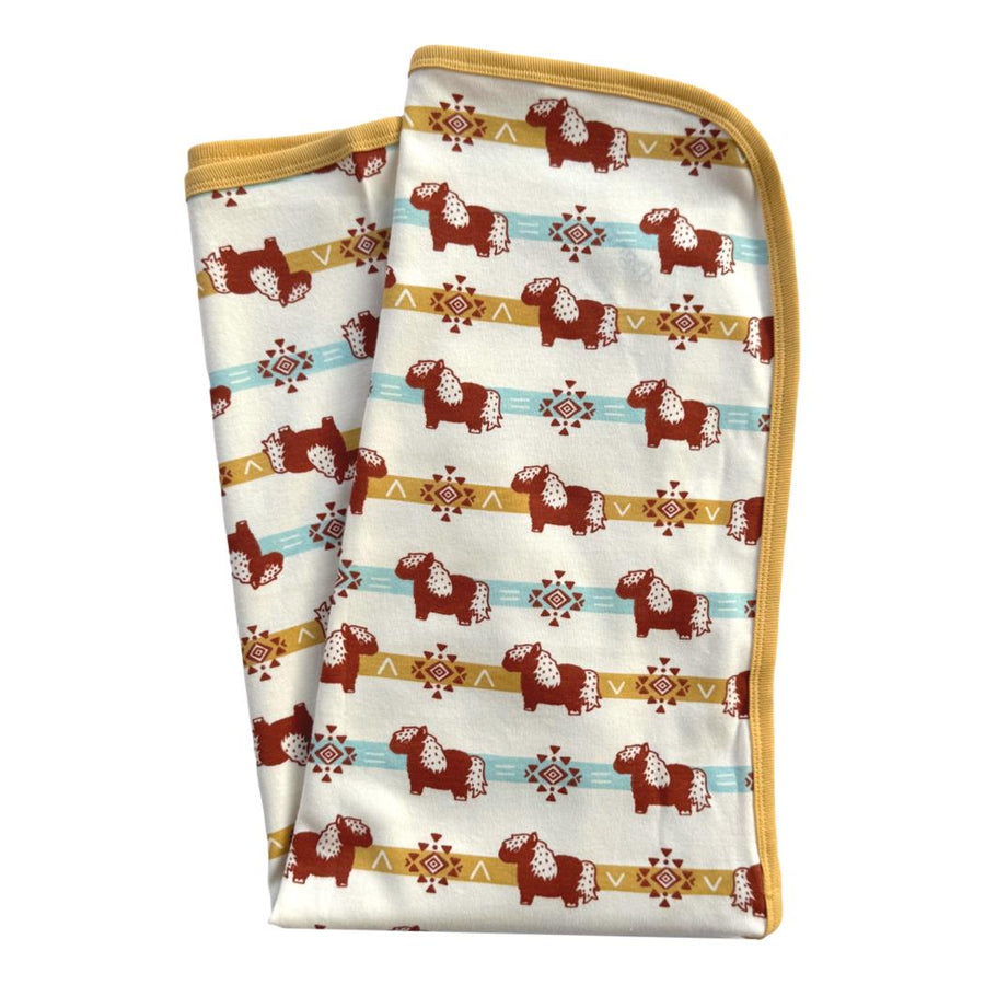 Organic Cotton Baby Blanket – GOTS Certified Swaddle Blanket – Aztec Pony