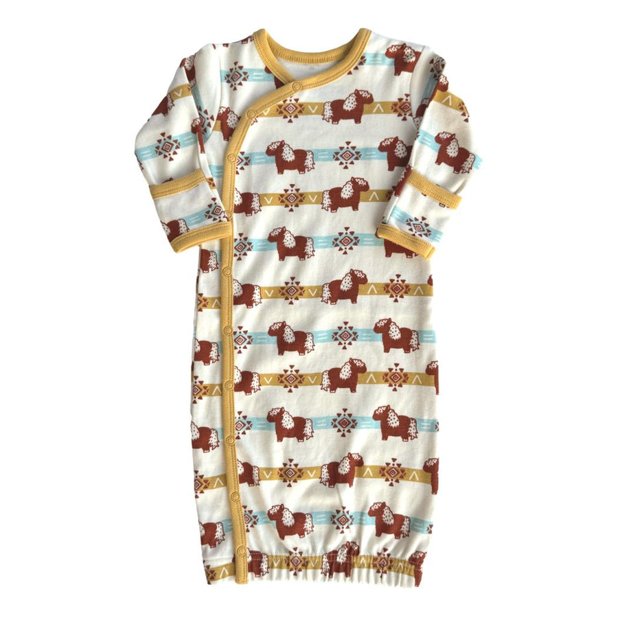 Organic Cotton Baby Gown – GOTS Certified Newborn Sleep Gown – Aztec Pony
