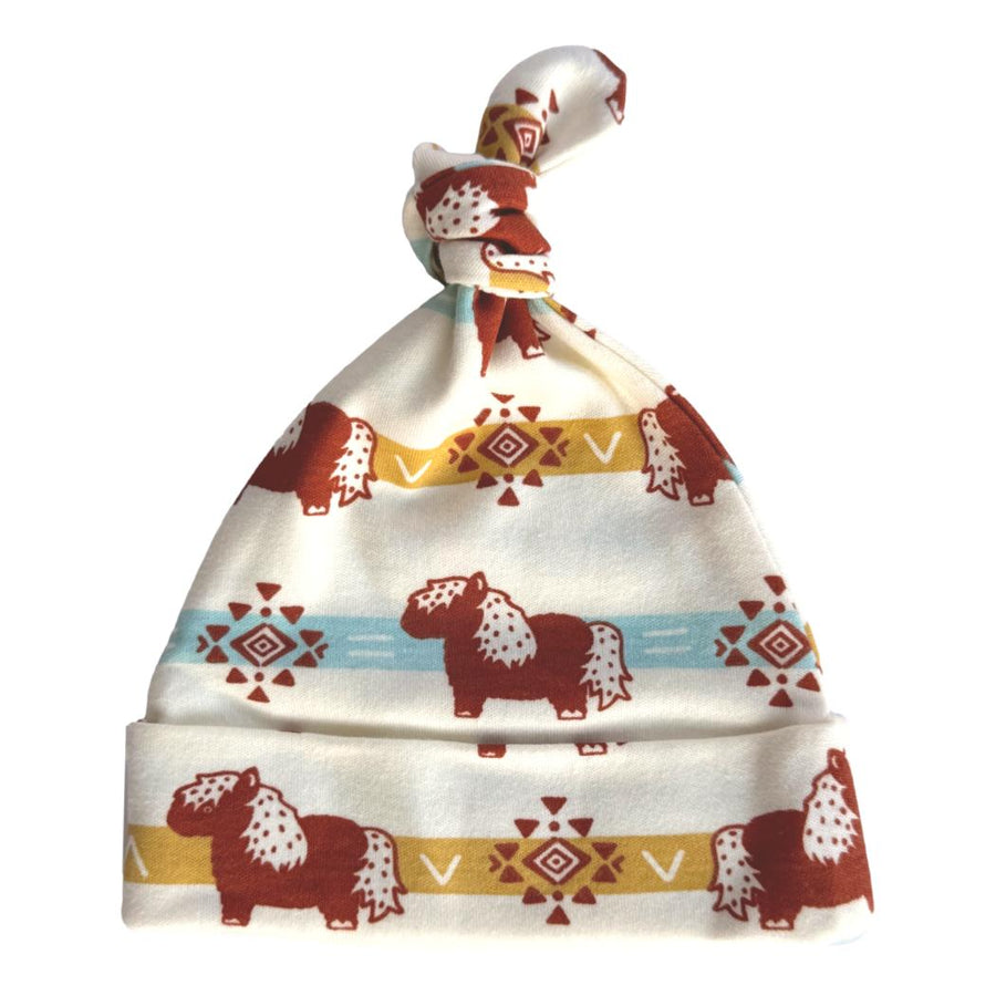 Organic Cotton Baby Hat – GOTS Certified Newborn Beanie – Aztec Pony