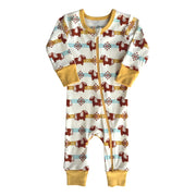 Organic Cotton Baby Zippy Pajamas – GOTS Certified Newborn Sleeper – Aztec Pony