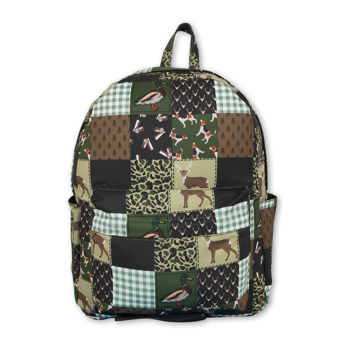 Duck call camo patchwork kids boys backpack