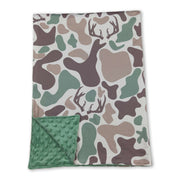 Green deer camo minky baby kids hunting blanket