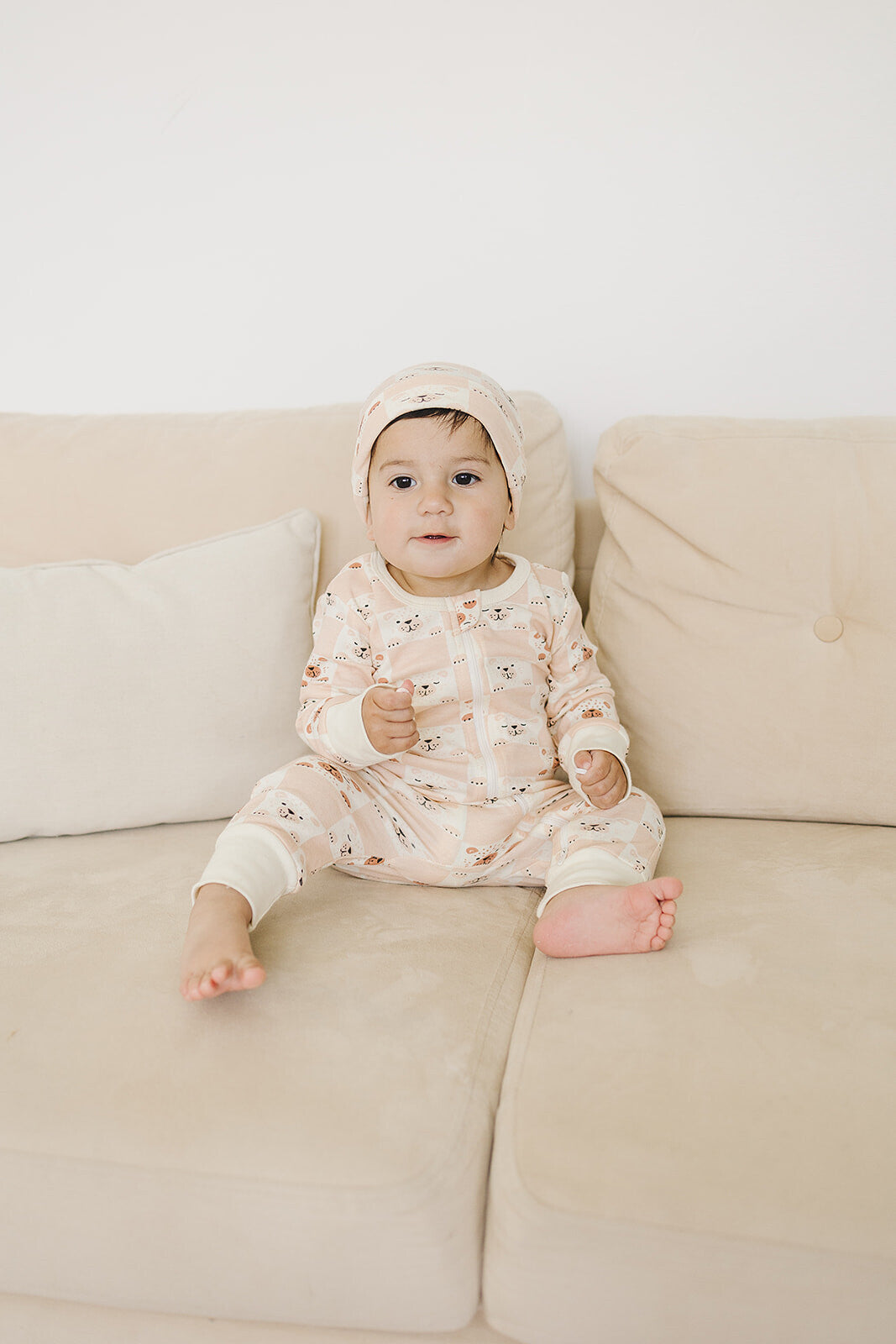GOTS Certified Organic Cotton Zippy - Checkered Bear