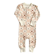 GOTS Certified Organic Cotton Playsuit No Pocket - Checkered Bear