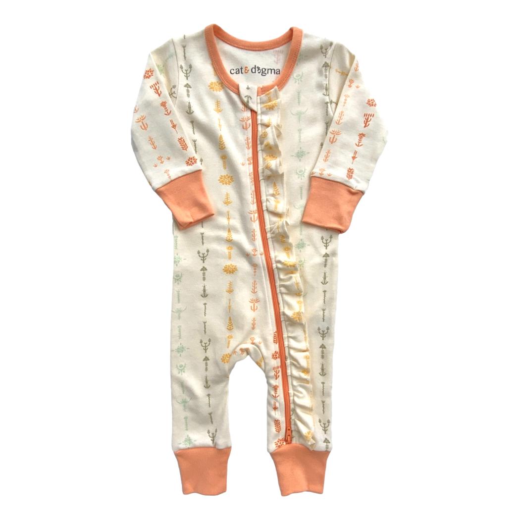 Organic Cotton Baby Zippy Pajamas – GOTS Certified Newborn Sleeper – Boho Floral
