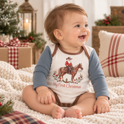 My First Christmas Cowboy Baby Bodysuit - Cotton Rib