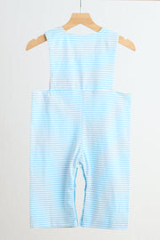 Blue puppy hand smocked boy stripe jonjon