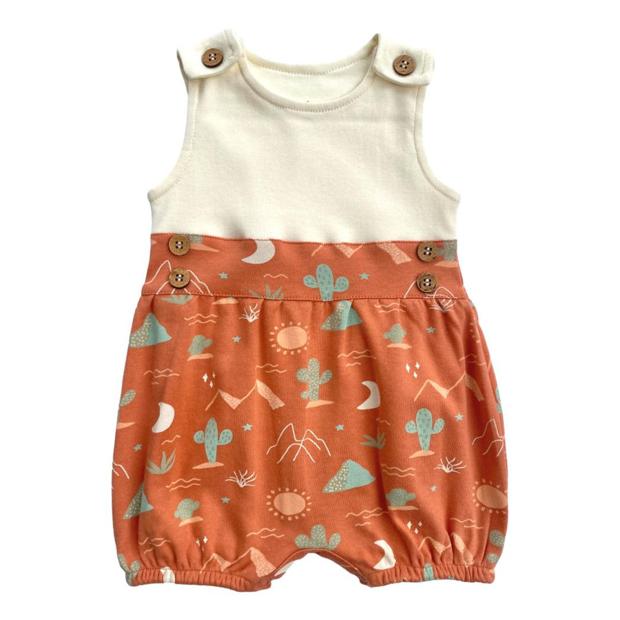 Organic Cotton Baby Bubble Romper – GOTS Certified Infant Outfit – Desert