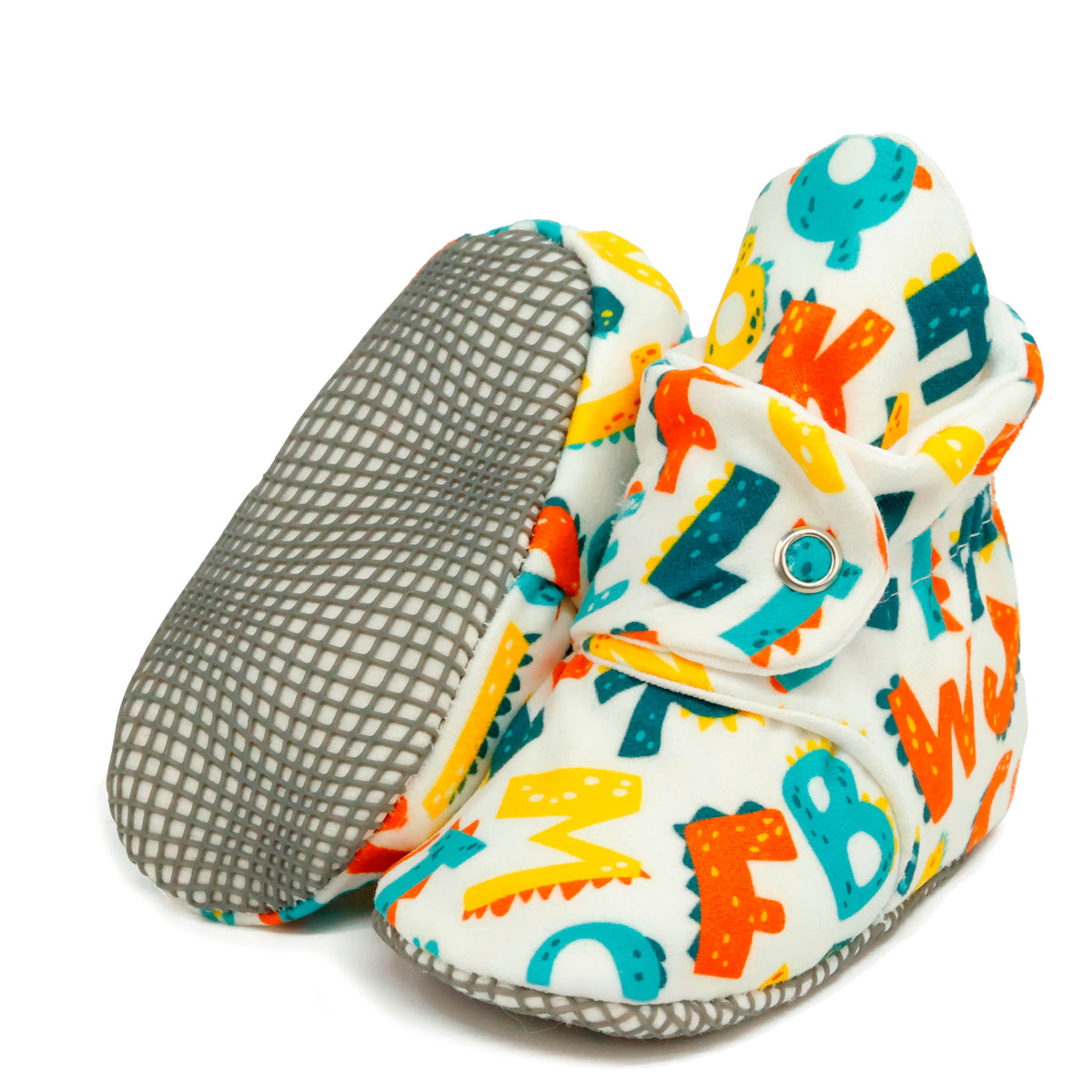 Organic Cotton Baby Booties, Non-Slip Sole, Cotton Newborn Booties Home Nursery Shoes, Alphabet