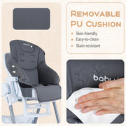 Foldable Baby High Chair with Adjustable Height and Relining Seat
