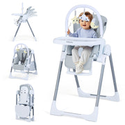 Foldable Baby High Chair with Adjustable Height and Relining Seat
