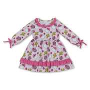 Pink santa cactus hat santa girls western Christmas dresses
