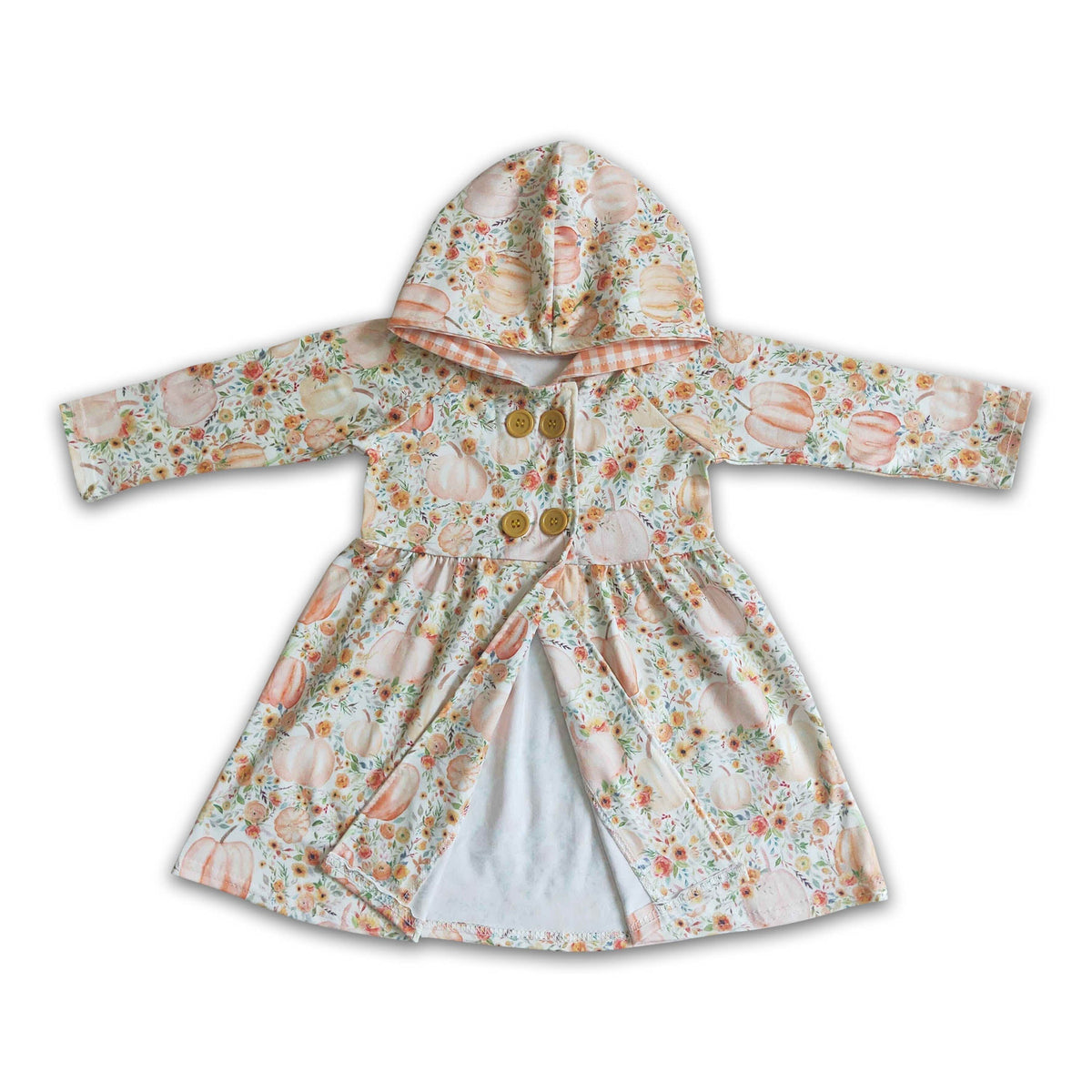 Floral pumkin hoodie dress baby girls fall  cardigan