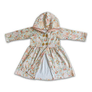 Floral pumkin hoodie dress baby girls fall  cardigan