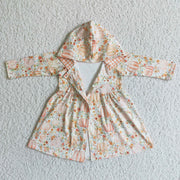 Floral pumkin hoodie dress baby girls fall  cardigan