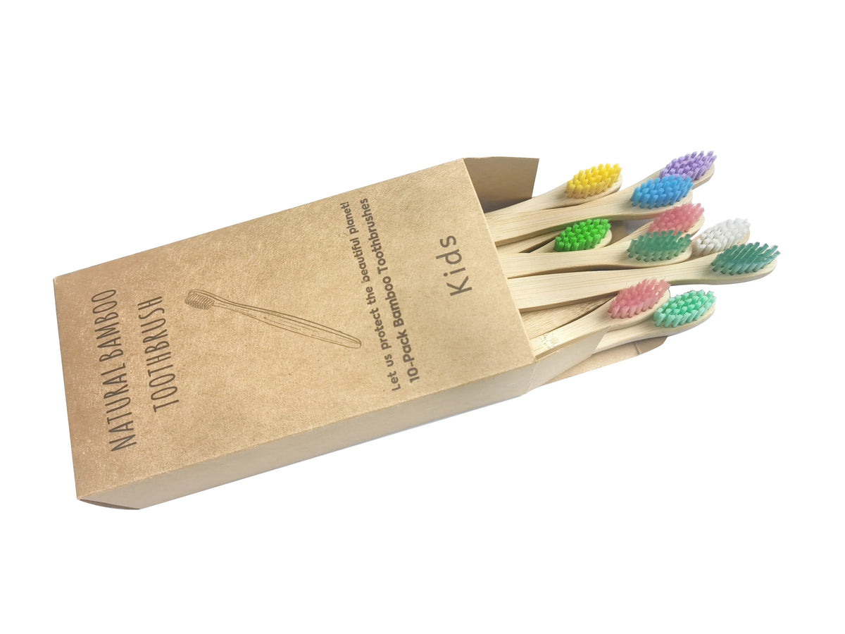 New Organic Children's Bamboo Toothbrush 10 Colors Soft Bristles Biodegradable Eco-Friendly Handle for Kids