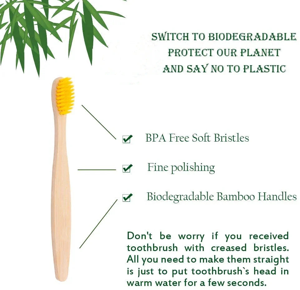New Organic Children's Bamboo Toothbrush 10 Colors Soft Bristles Biodegradable Eco-Friendly Handle for Kids