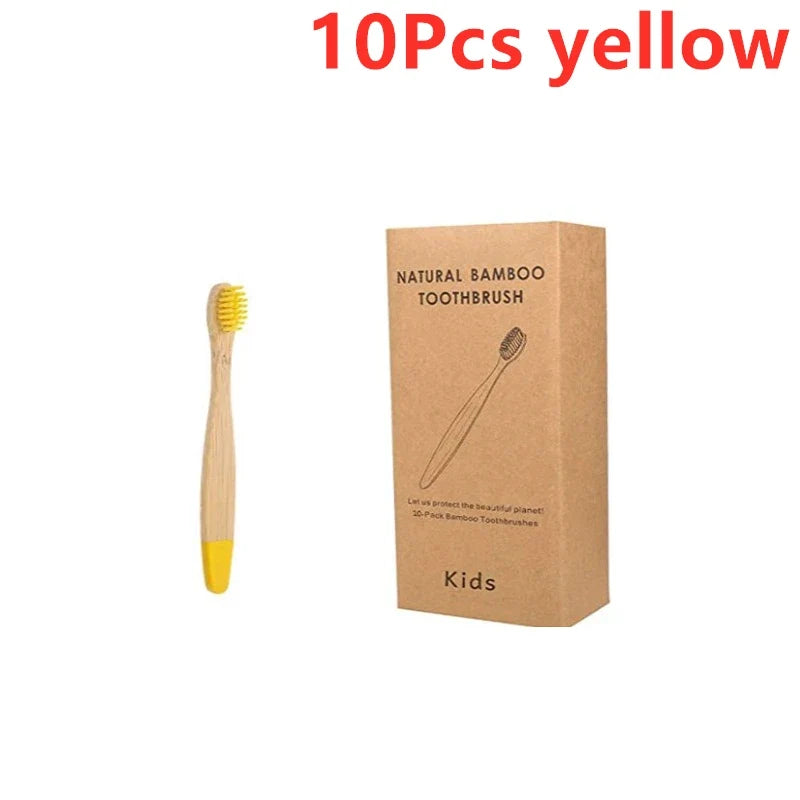 New Organic Children's Bamboo Toothbrush 10 Colors Soft Bristles Biodegradable Eco-Friendly Handle for Kids