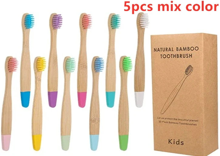 New Organic Children's Bamboo Toothbrush 10 Colors Soft Bristles Biodegradable Eco-Friendly Handle for Kids