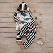 Modern Newborn Baby Boy Clothes Feather T shirt Tops Strip Pants Set For Kids