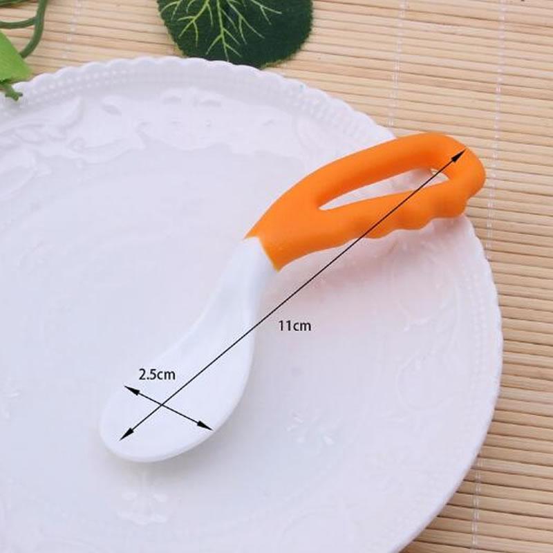 Baby Food Supplement Feeding Spoon Children's Products Curved Handle Easy To Grasp Children Tableware Baby Diet Training Spoon for eating TV