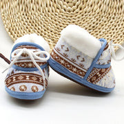 Newborns Baby Boy Soft Soled Footwear Walking Shoes Winter Warm Print First Walkers Baby Girl Cotton Shoes