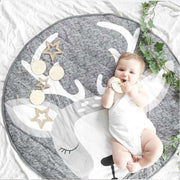 Play Mat Cartoon Animal Baby Mats Newborn Infant Crawling Cotton Round Floor Carpet Rugs Mat for Kids Room Nursery Decor