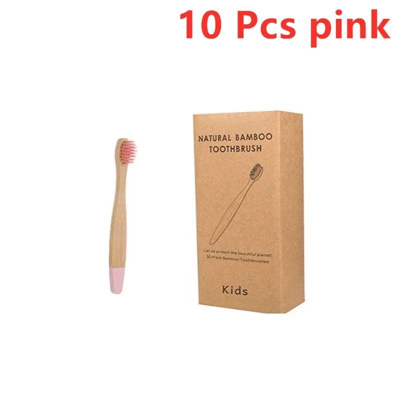 New Organic Children's Bamboo Toothbrush 10 Colors Soft Bristles Biodegradable Eco-Friendly Handle for Kids