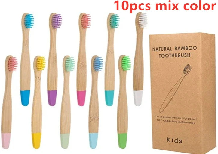 New Organic Children's Bamboo Toothbrush 10 Colors Soft Bristles Biodegradable Eco-Friendly Handle for Kids
