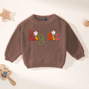 Hand-Embroidered Big Sis Knit Sweater