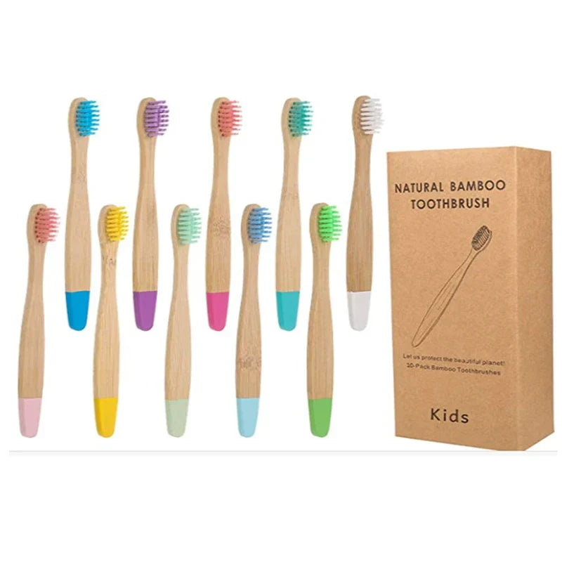 New Organic Children's Bamboo Toothbrush 10 Colors Soft Bristles Biodegradable Eco-Friendly Handle for Kids