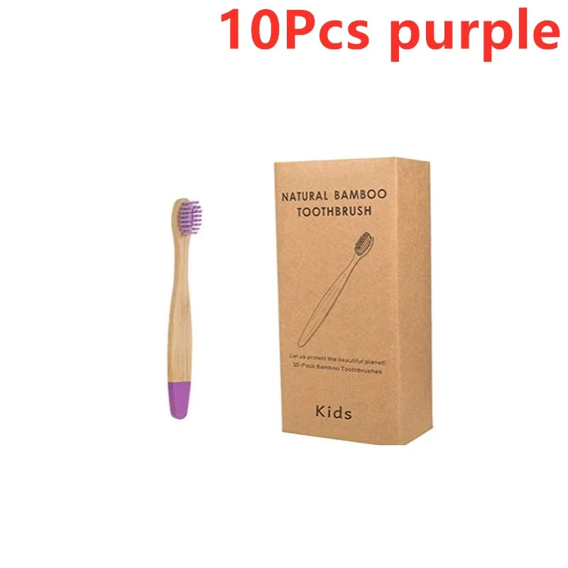 New Organic Children's Bamboo Toothbrush 10 Colors Soft Bristles Biodegradable Eco-Friendly Handle for Kids