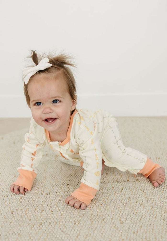 Organic Cotton Baby Zippy Pajamas – GOTS Certified Newborn Sleeper – Boho Floral