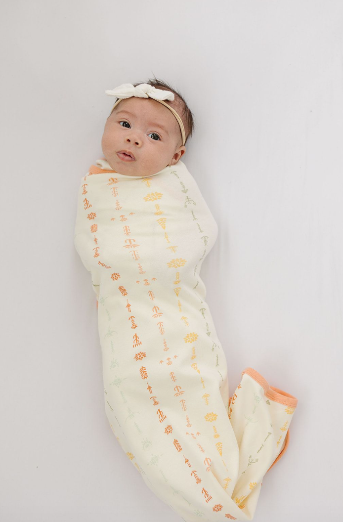 Organic Cotton Baby Blanket – GOTS Certified Swaddle Blanket – Boho Floral