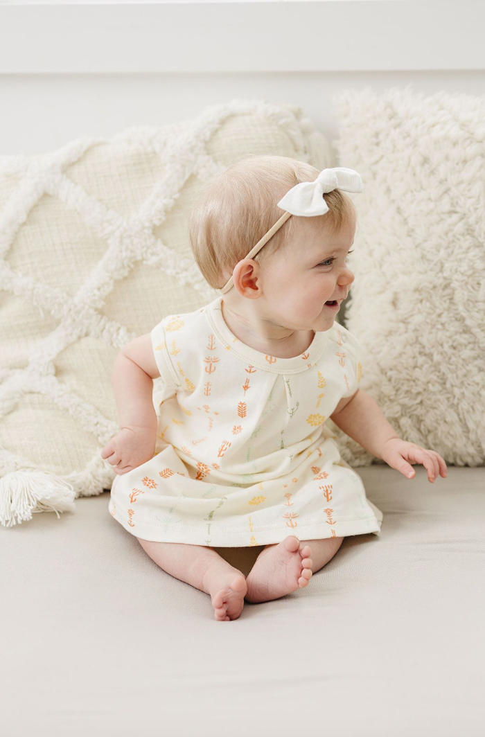 Organic Cotton Baby Dress with Bloomers – GOTS Certified Baby Girl Outfit – Boho Floral