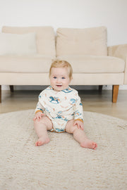 Organic Cotton Long Sleeve Bodysuit - Rocking Horse