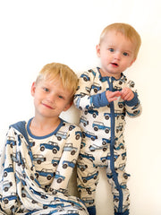 Vintage Cars Bamboo Baby Zipper Romper