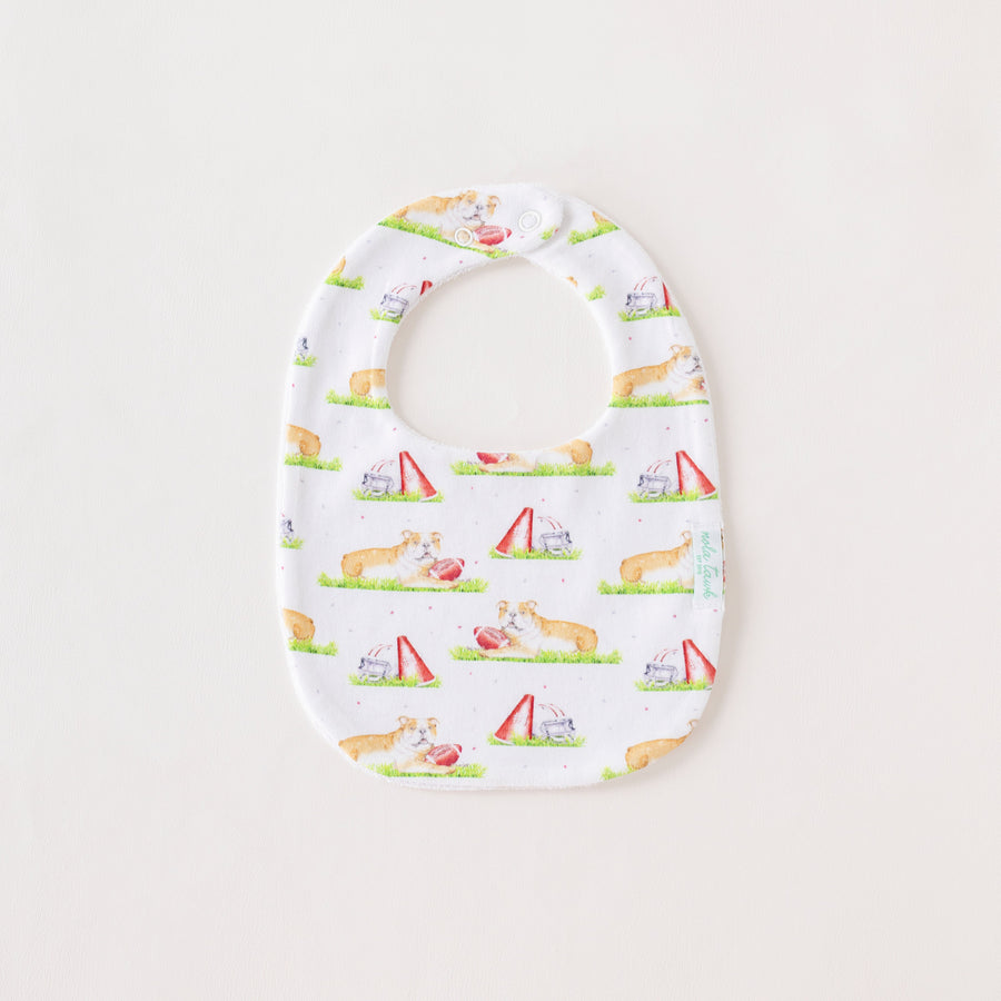 Tan Bulldog Mascot Mania Organic Cotton Baby Bib