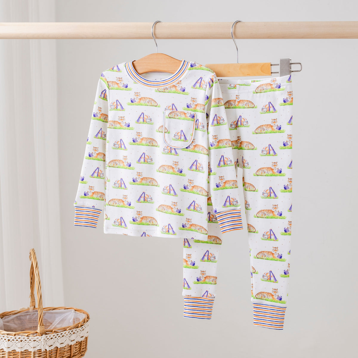 Navy Tiger Mania Organic Cotton Kids Pajamas