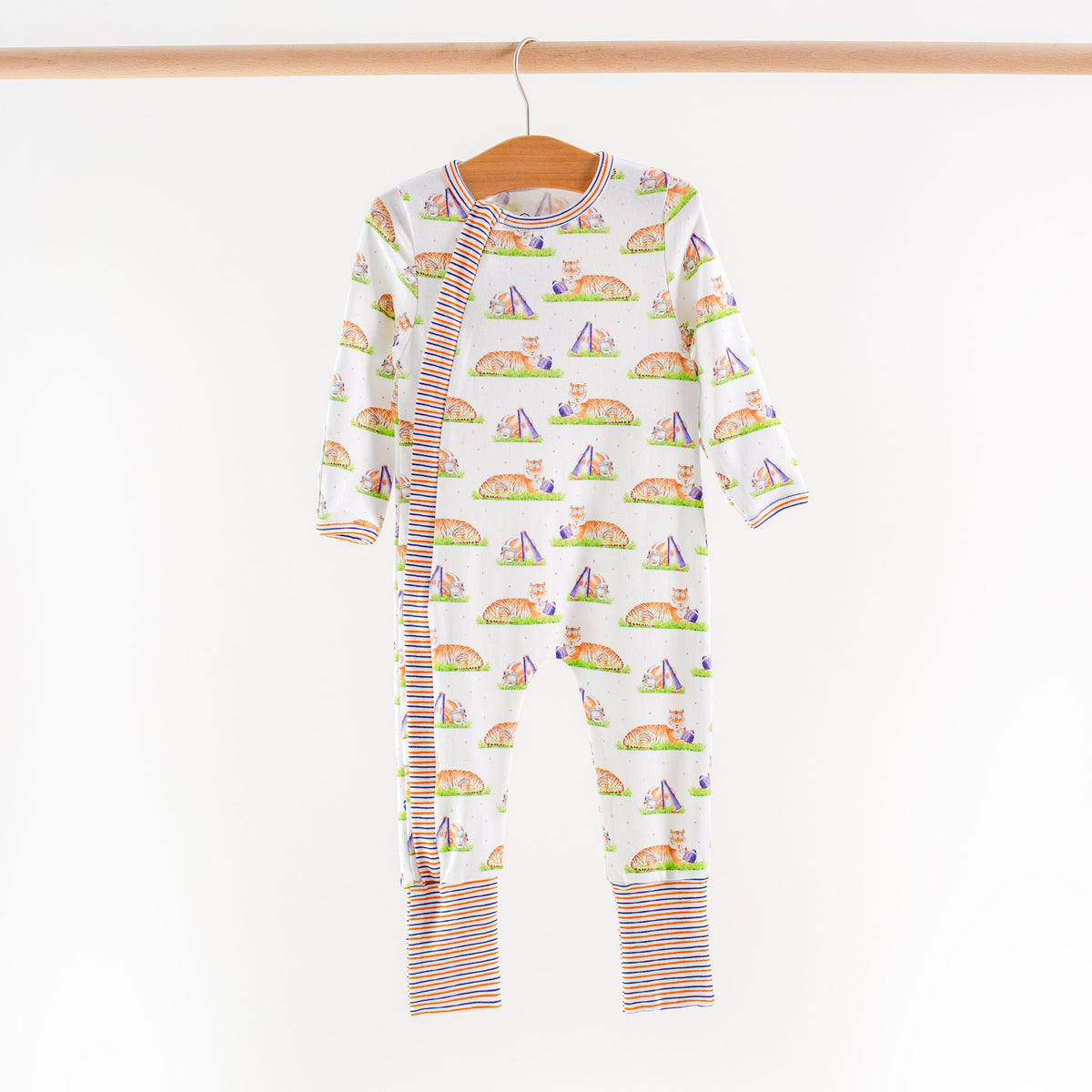 Navy Tiger Mania Organic Cotton Kids Pajamas
