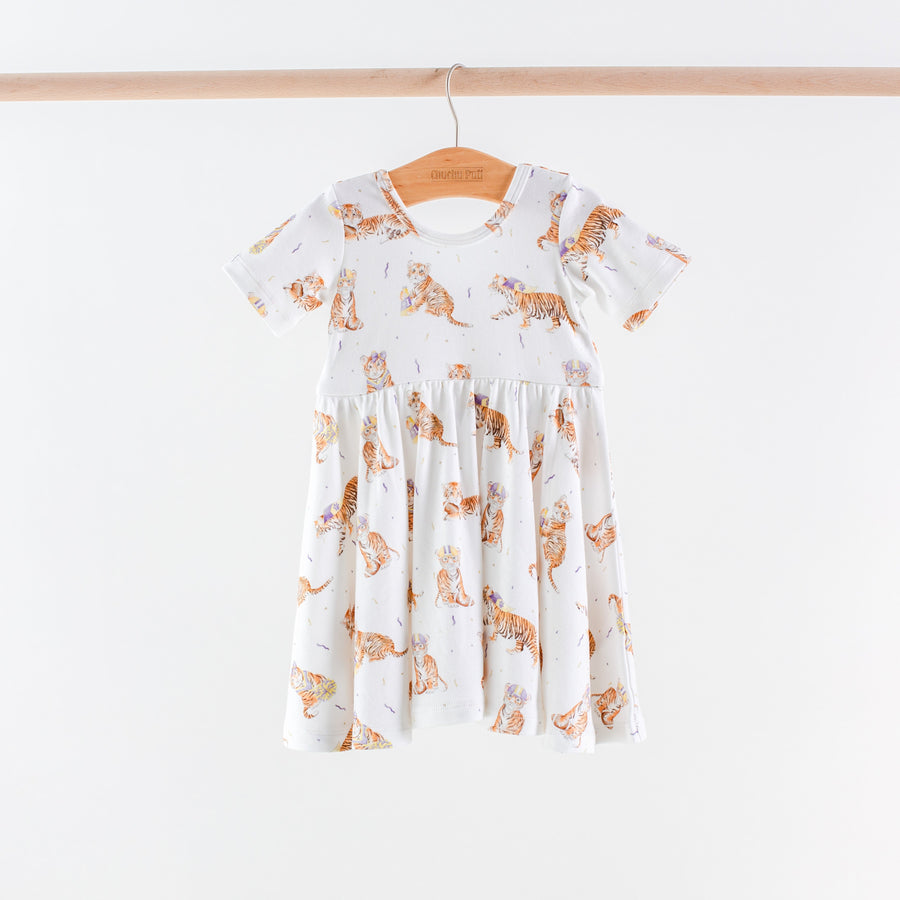 MVC: Purple Tigers Organic Cotton Twirl Dress